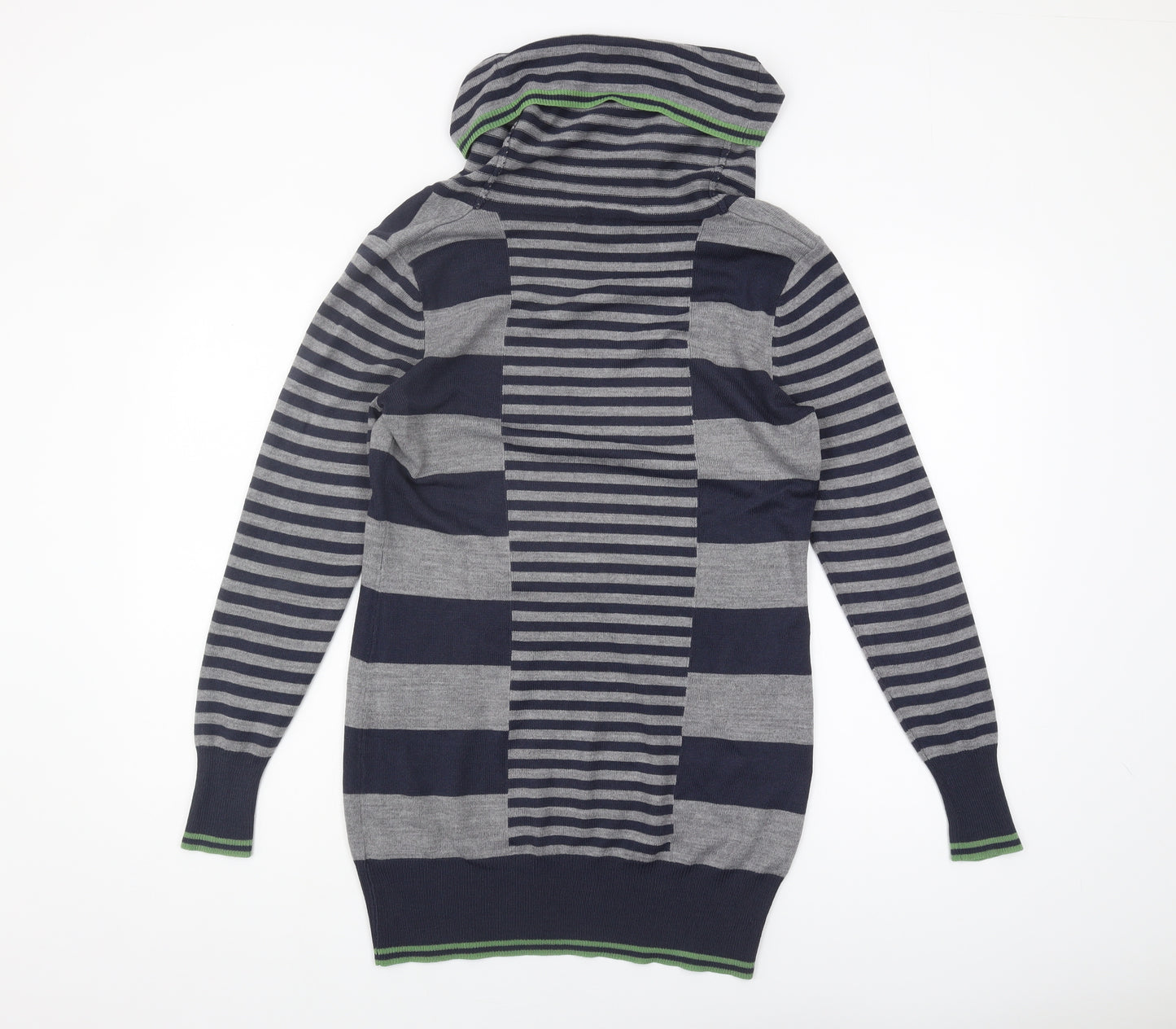 Marks and Spencer Women's Grey/Blue Striped Pullover Jumper Size 10