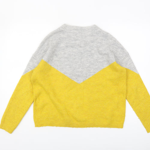 Vero Moda Women's Grey & Yellow Pullover Jumper, Size S
