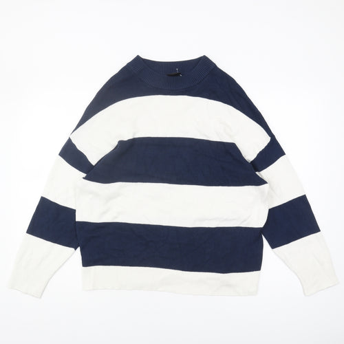 bpc Women's Blue Striped Pullover Jumper M