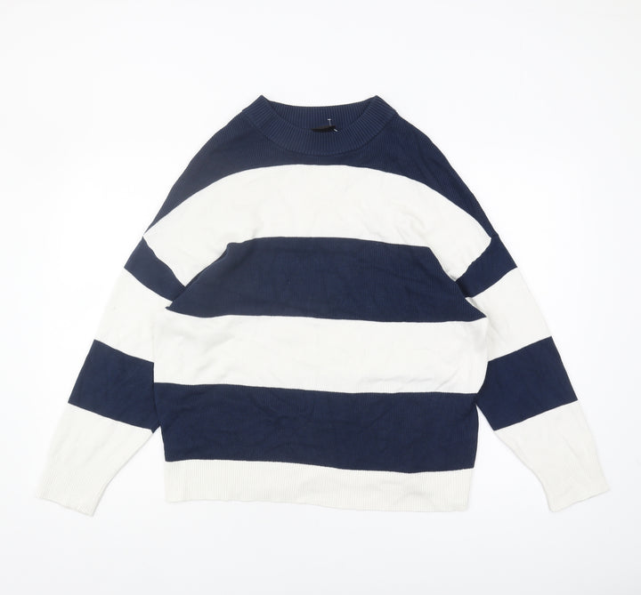 bpc Women's Blue Striped Pullover Jumper M