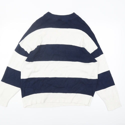 bpc Women's Blue Striped Pullover Jumper M