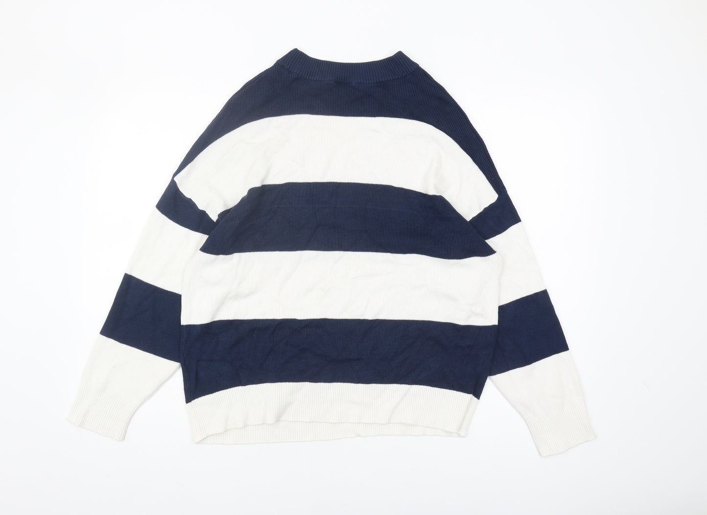 bpc Women's Blue Striped Pullover Jumper M