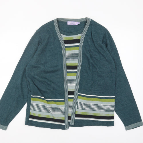 Honor Millburn Women's Blue Striped Cardigan M