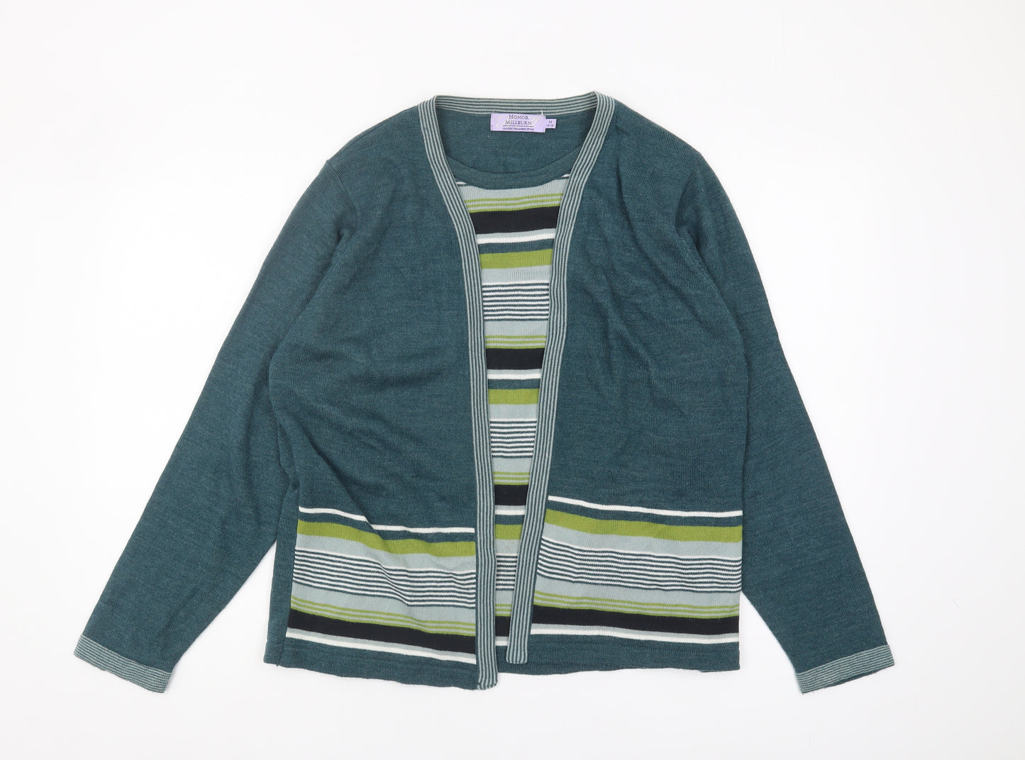 Honor Millburn Women's Blue Striped Cardigan M