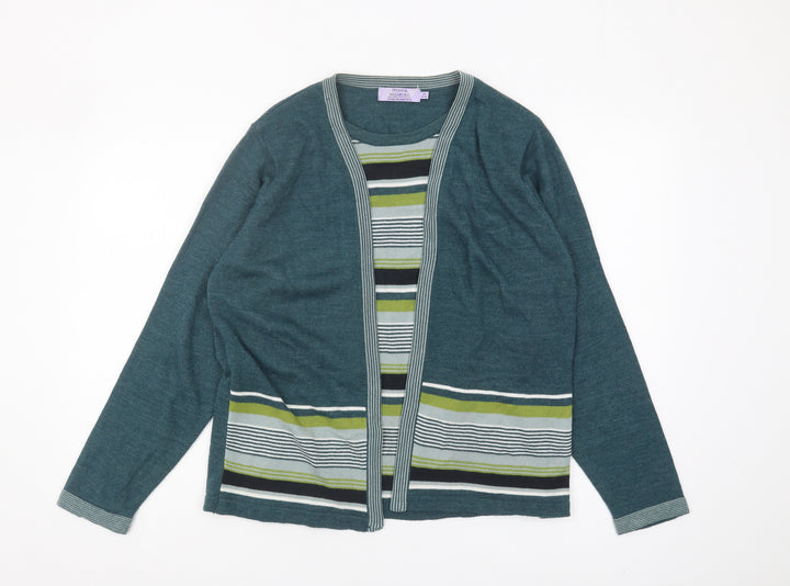 Honor Millburn Women's Blue Striped Cardigan M