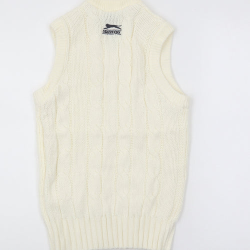 Slazenger Boys Ivory Cable-Knit Sleeveless Vest Jumper Size 13