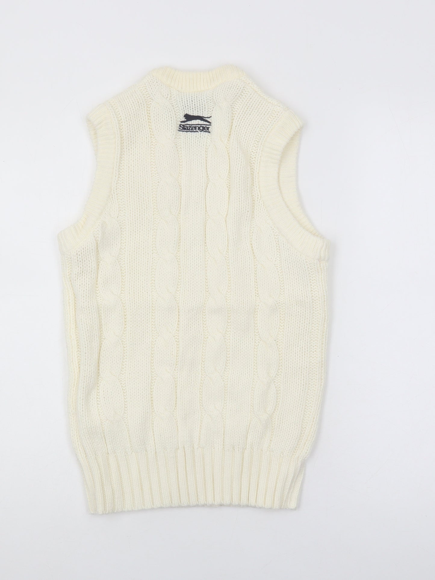 Slazenger Boys Ivory Cable-Knit Sleeveless Vest Jumper Size 13