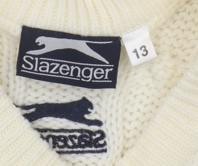 Slazenger Boys Ivory Cable-Knit Sleeveless Vest Jumper Size 13