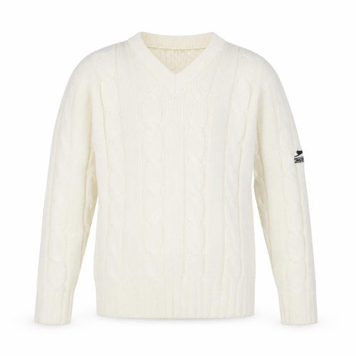 Slazenger Boys Ivory Cable-Knit Jumper Pullover V-Neck 11-12 Years