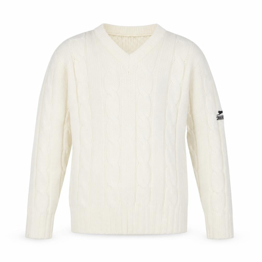 Slazenger Boys Ivory Cable-Knit Jumper Pullover V-Neck 11-12 Years