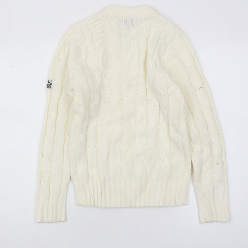Slazenger Boys Ivory Cable-Knit Jumper Pullover V-Neck 11-12 Years