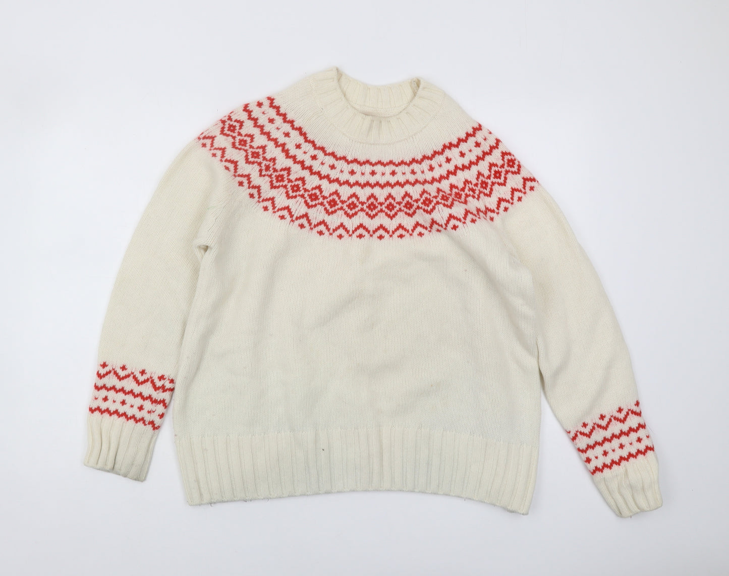Barbour Women's Ivory Fair Isle Pullover Jumper Size 12