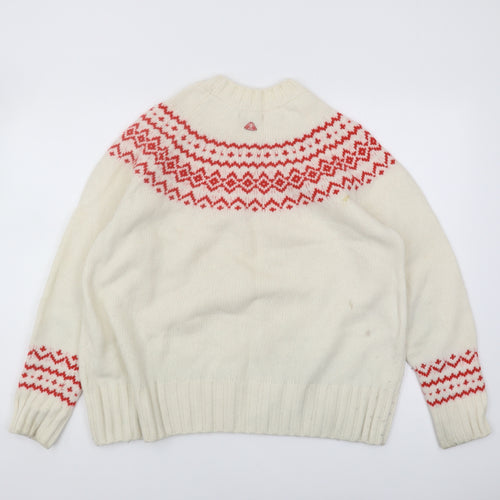 Barbour Women's Ivory Fair Isle Pullover Jumper Size 12