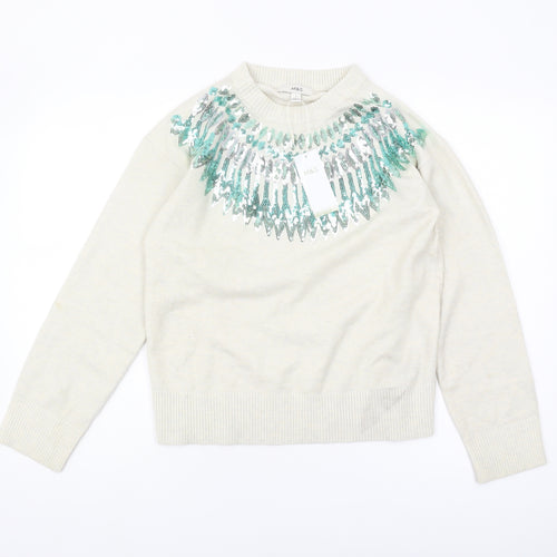 Marks and Spencer Women's Ivory Sequin Jumper - S
