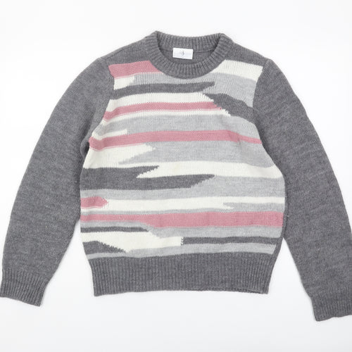Cotswold Collections Women's Grey Striped Pullover Jumper M