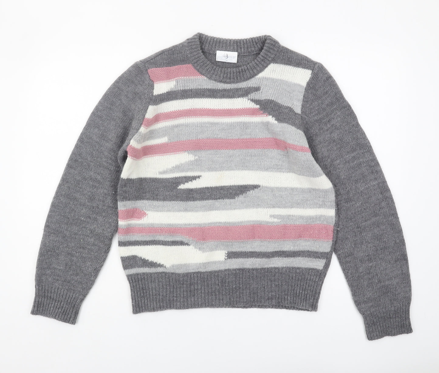 Cotswold Collections Women's Grey Striped Pullover Jumper M
