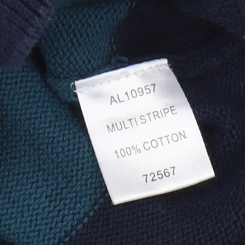 Cotton Traders Men's XS Striped Roll Neck Jumper