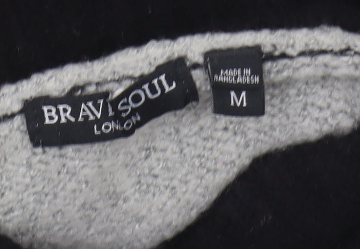 Brave Soul Women's Roll Neck Pullover Jumper, M, Black/Grey