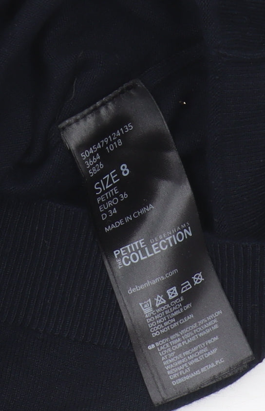 Debenhams Women's Black Pullover Jumper Size 8 Petite