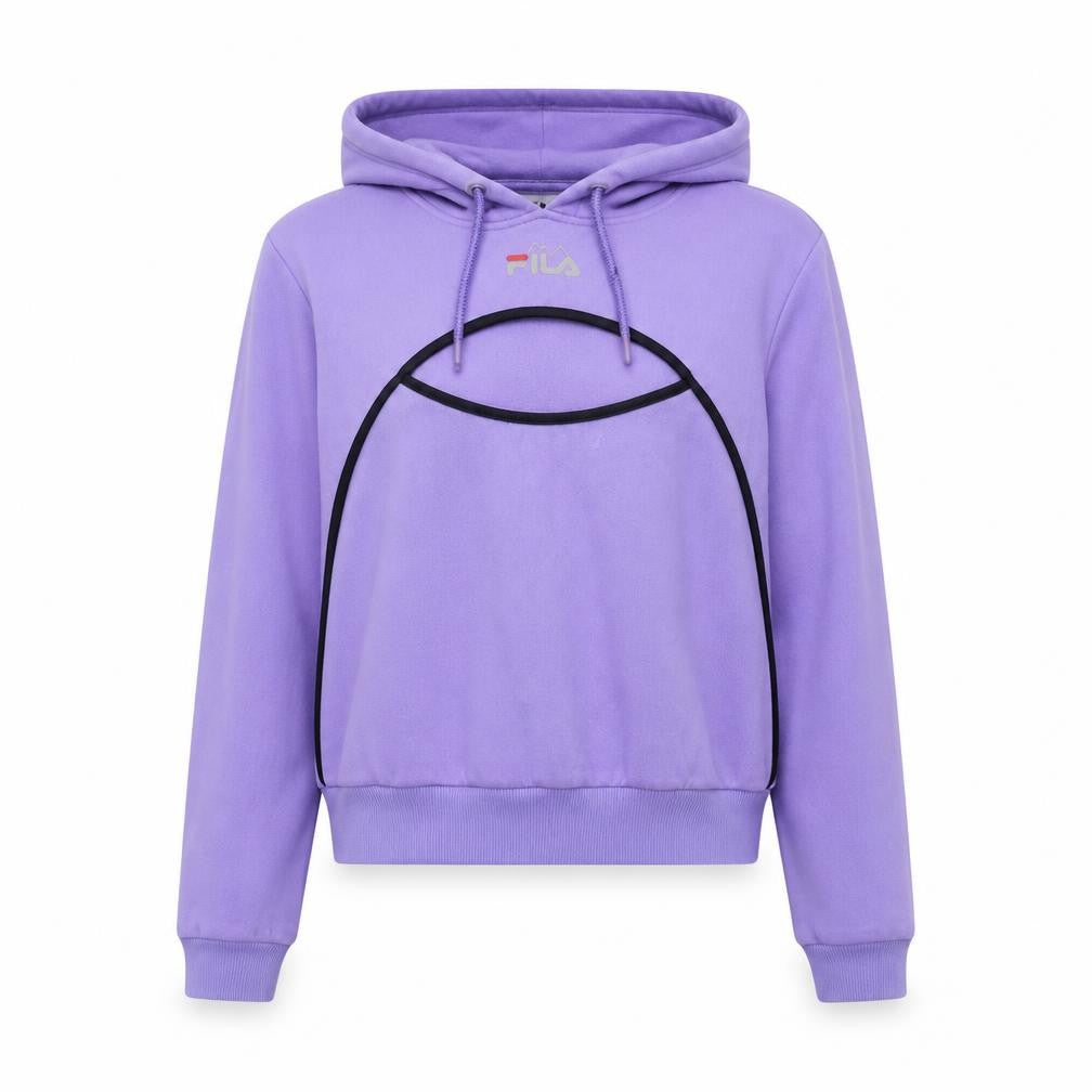 Front view of Fila Women's Purple Logo Hoodie, size L