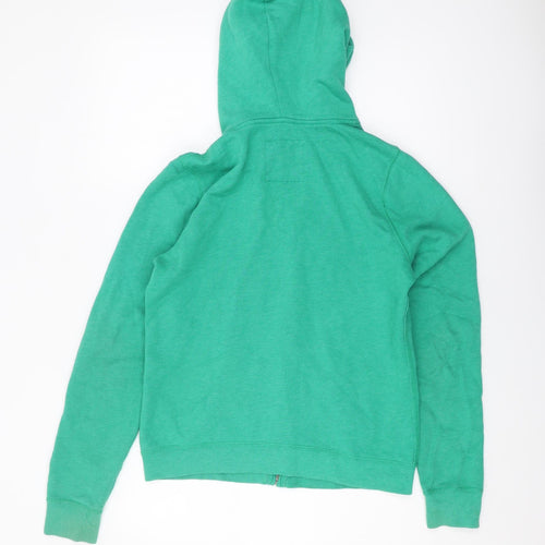 Hollister Green Unisex Full Zip Hoodie L, Casual, Logo