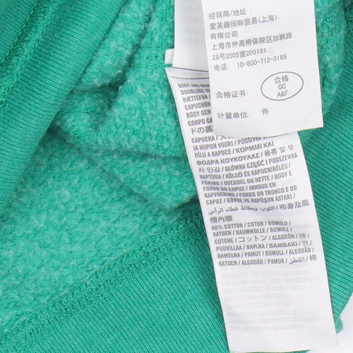 Hollister Green Unisex Full Zip Hoodie L, Casual, Logo
