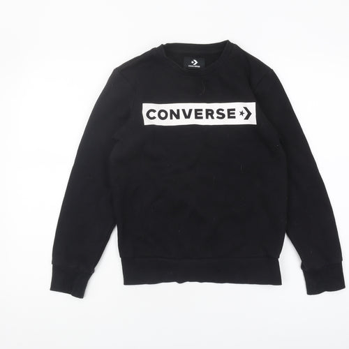 Converse Boys Black Sweatshirt, Size M, Crew Neck