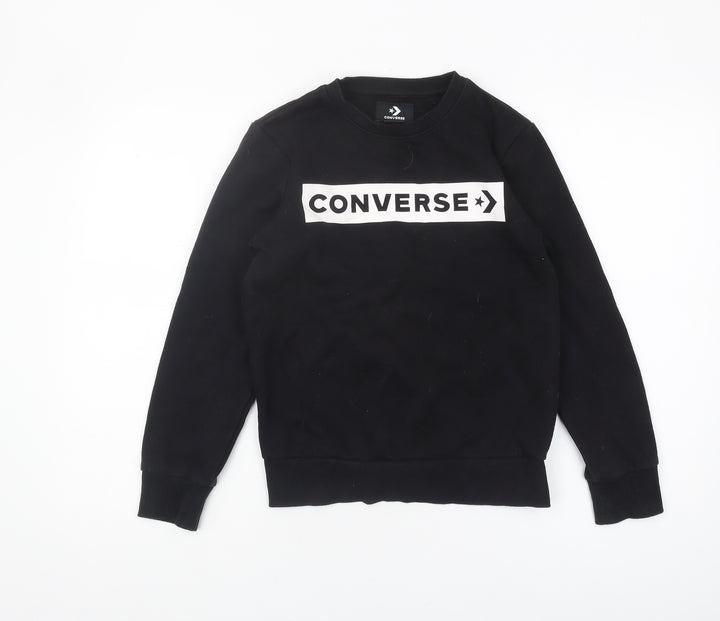 Converse Boys Black Sweatshirt, Size M, Crew Neck