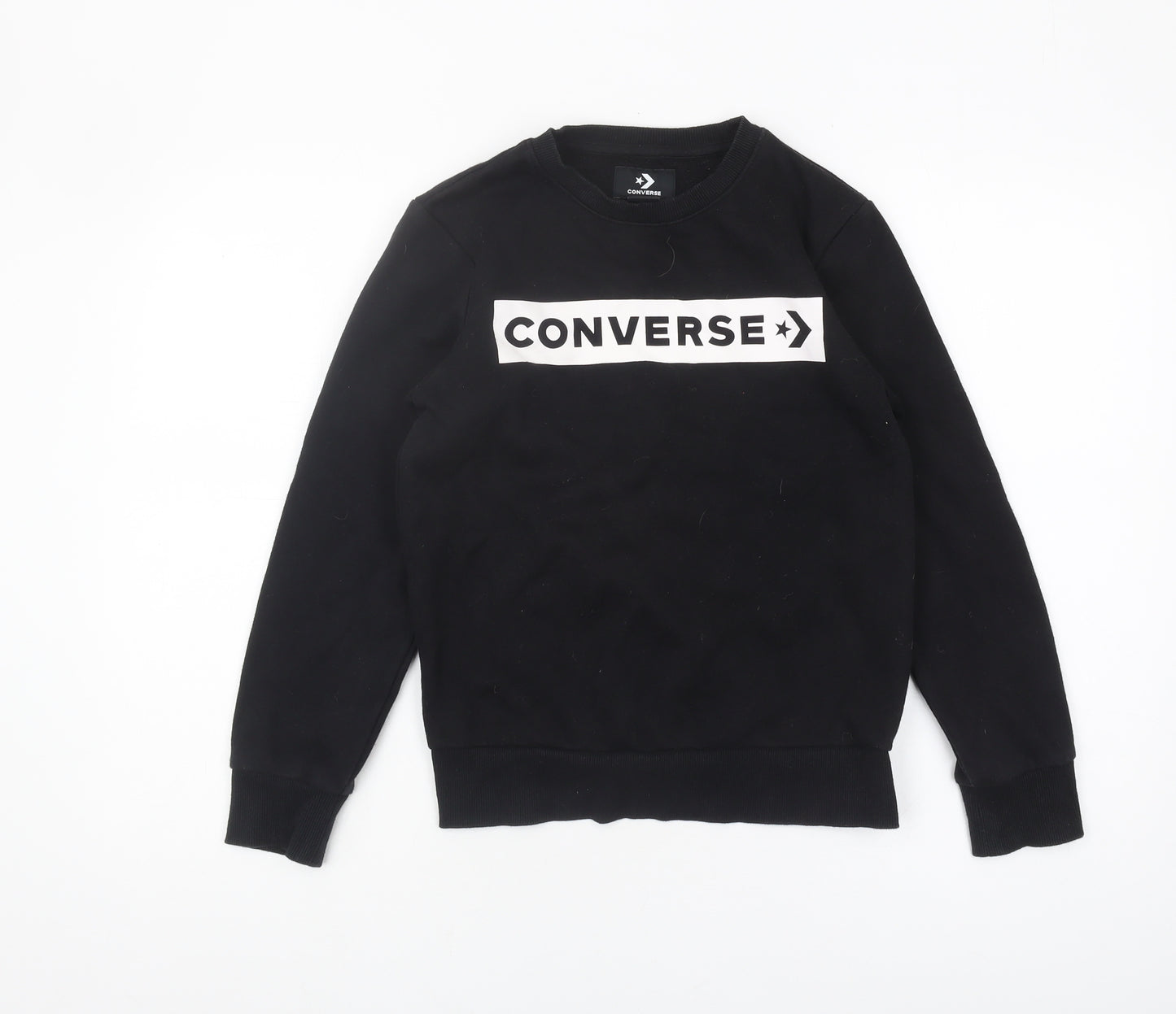 Converse Boys Black Sweatshirt, Size M, Crew Neck