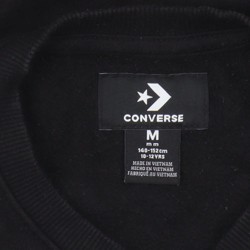 Converse Boys Black Sweatshirt, Size M, Crew Neck