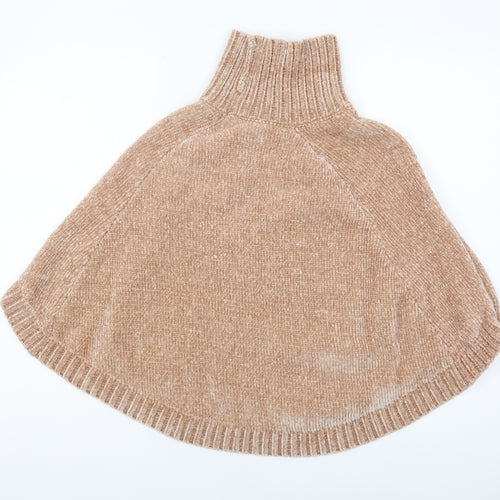 Next Girls Beige Cape Jumper, Roll Neck, Size 7-8 Years