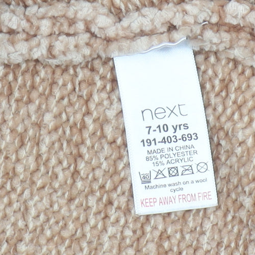 Next Girls Beige Cape Jumper, Roll Neck, Size 7-8 Years