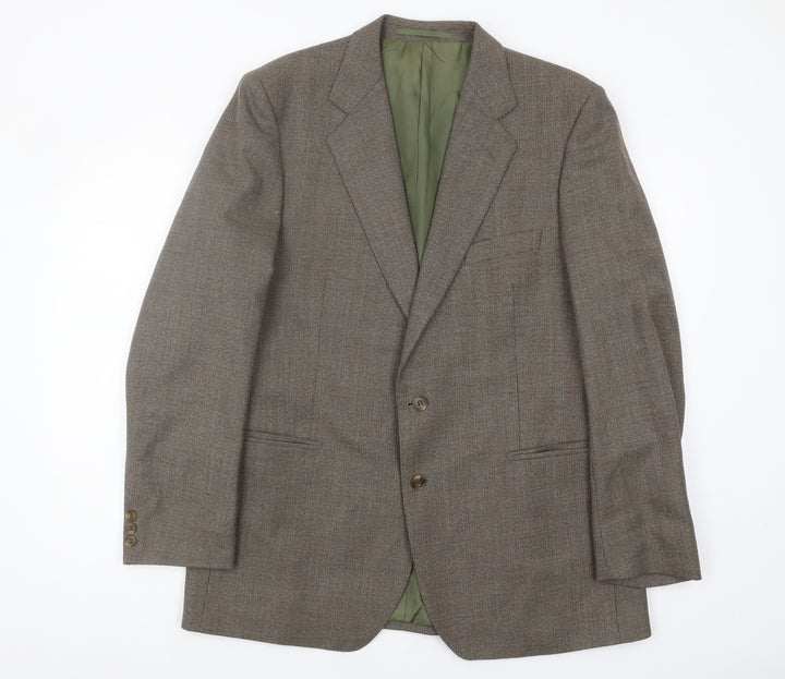 Steegan Men's Brown Check Wool Blazer 42R Regular Fit