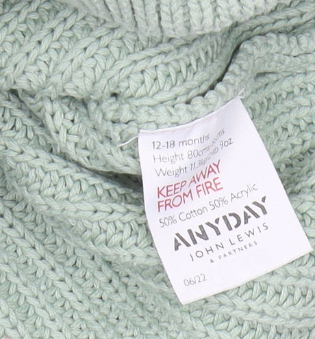 John Lewis Unisex Baby Green Jumper 12-18M Casual Pullover