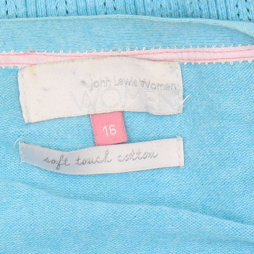 John Lewis Women's Blue V-Neck Cardigan Size 16