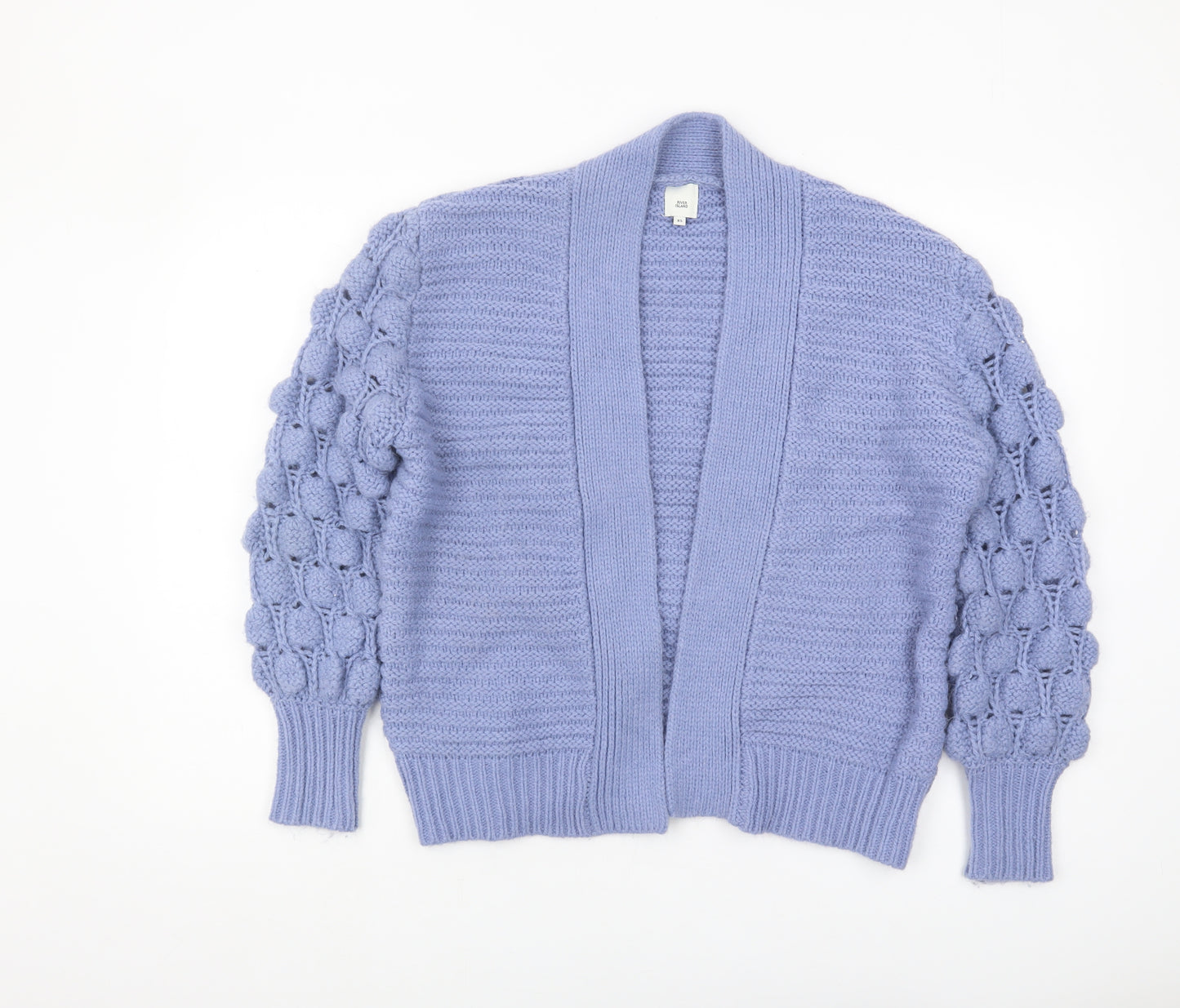 River Island Women's Blue Cardigan XS, Open-Knit
