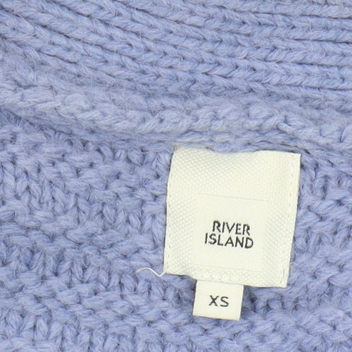 River Island Women's Blue Cardigan XS, Open-Knit