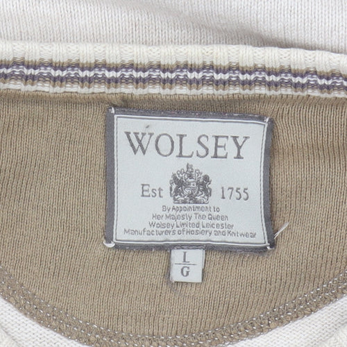 Wolsey Mens Beige Cotton Pullover Jumper Size L