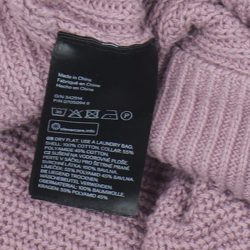 H&M Women's Purple Lace V-Neck Cotton Pullover Jumper XS