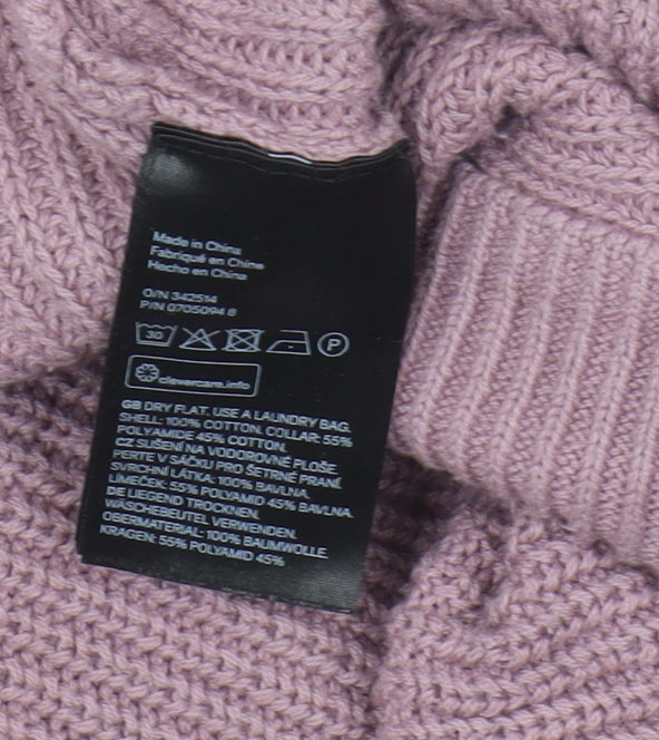 H&M Women's Purple Lace V-Neck Cotton Pullover Jumper XS