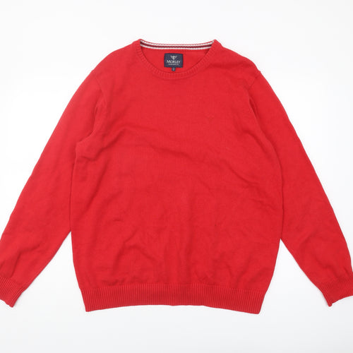 Morley Men's Red Cotton Pullover Jumper, Size L