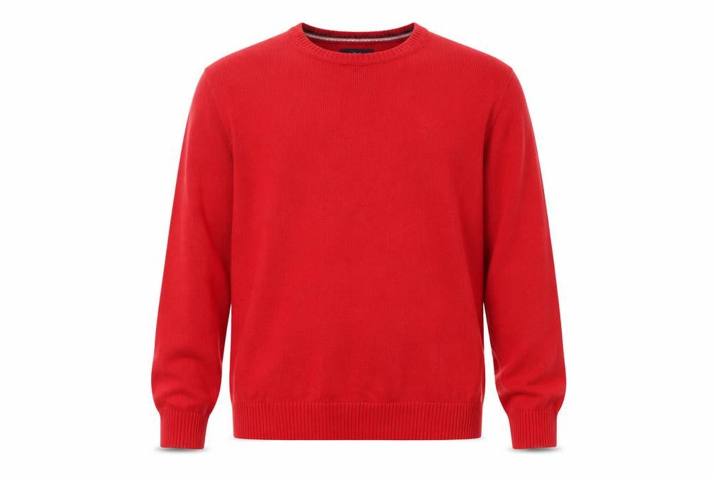 Front view of Morley Men's Red Cotton jumper, size L