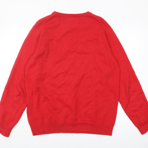 Morley Men's Red Cotton Pullover Jumper, Size L