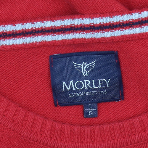 Morley Men's Red Cotton Pullover Jumper, Size L
