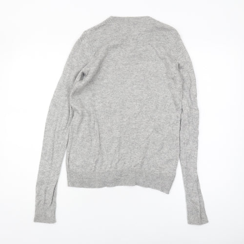 H&M Women's Grey Sequin Dog Christmas Jumper XS