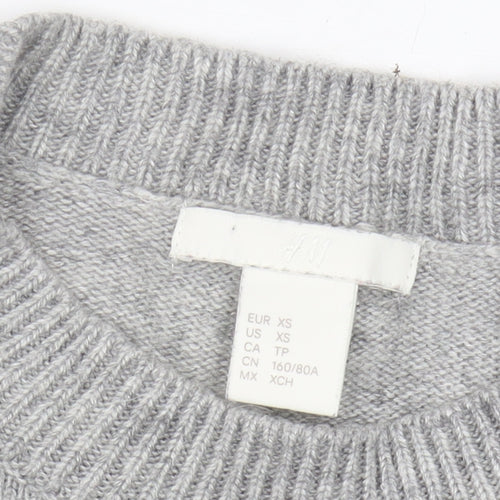 H&M Women's Grey Sequin Dog Christmas Jumper XS
