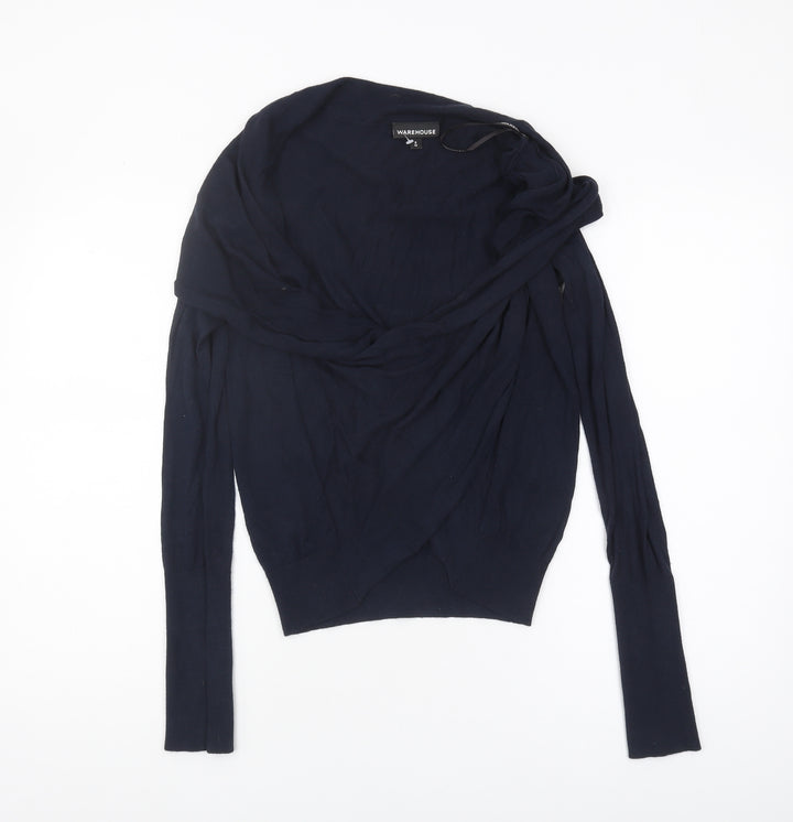 Warehouse Women's Blue Long Sleeve Jumper Size 8