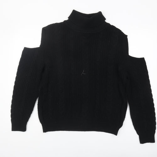 ASOS Women's Black High Neck Jumper, S, Cold Shoulder