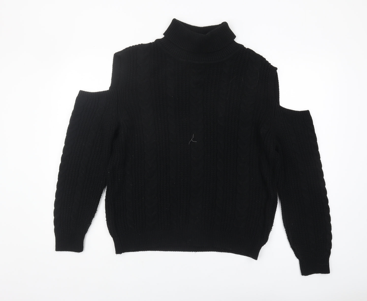 ASOS Women's Black High Neck Jumper, S, Cold Shoulder