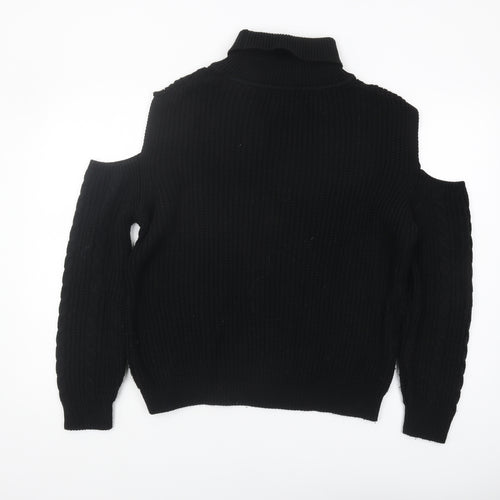 ASOS Women's Black High Neck Jumper, S, Cold Shoulder